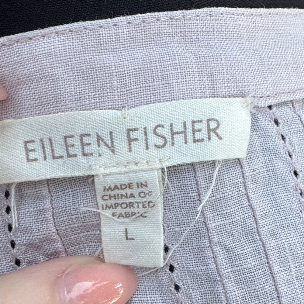 EILEEN FISHER Handkerchief Linen Pintuck Long Shaped Shirt Top, size Large - Picture 6 of 7
